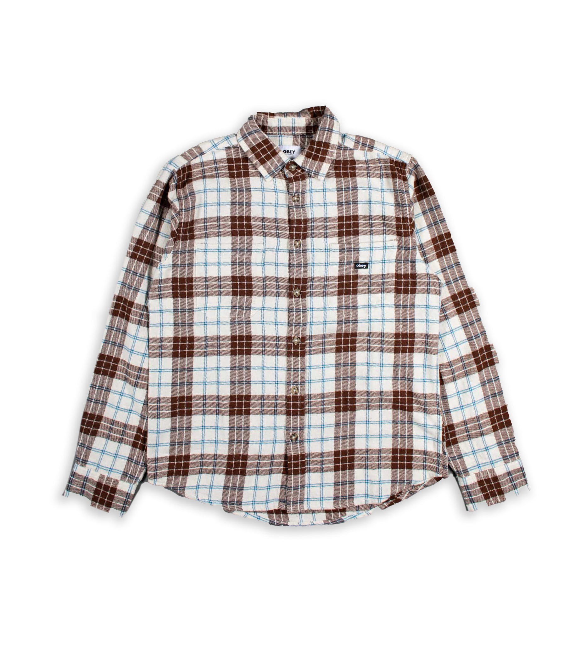 Obey Arnold Woven Flannel Checkered Beige Shirt
