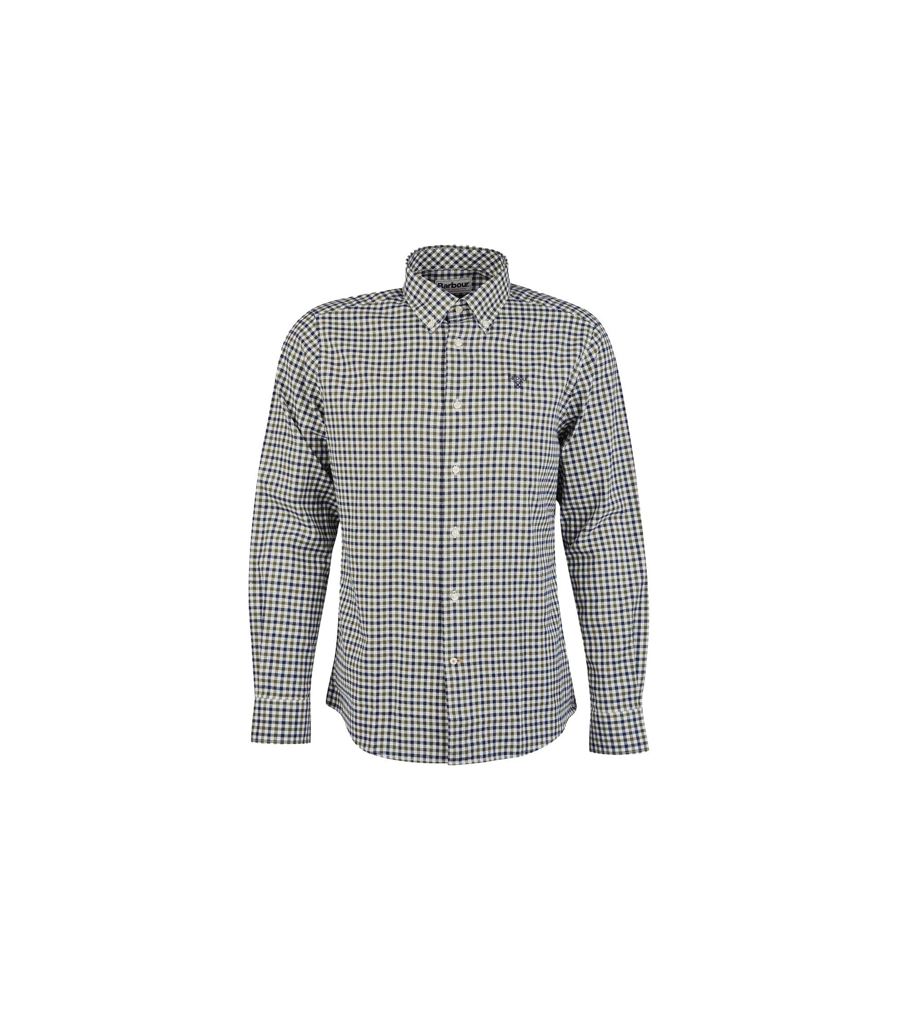 Barbour Finkle Check Shirt Tailored Olive Green Men