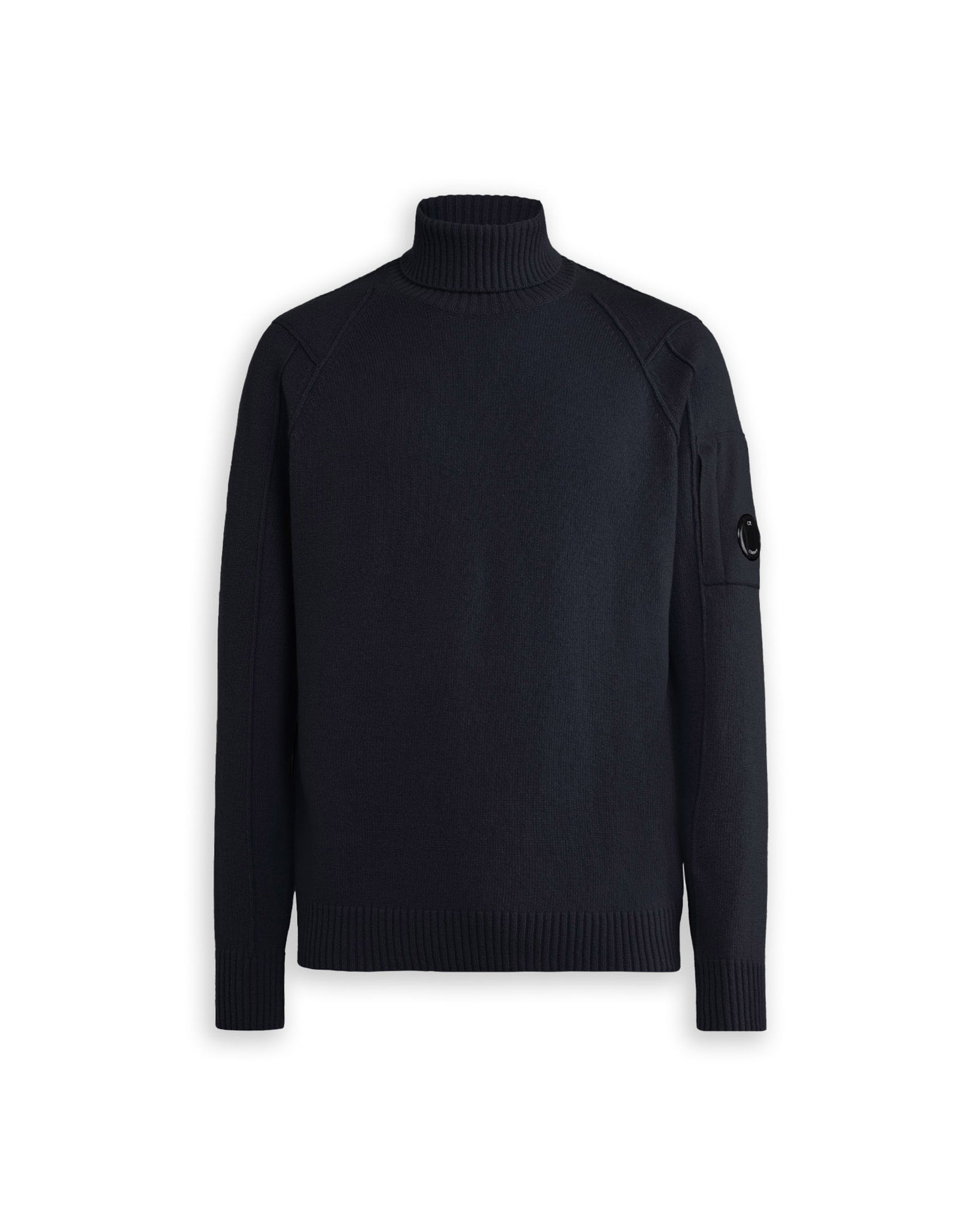 CP Company Lambswool Roll Neck High Collar Visible Stitching Blue Men