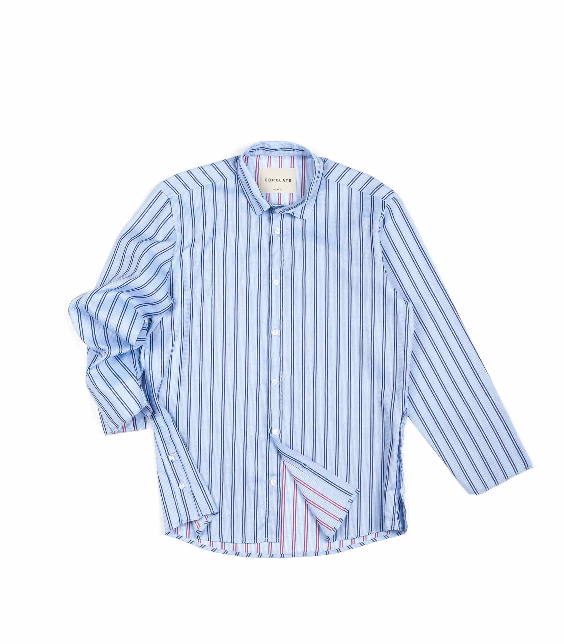 Core Late Light Blue Raw Edge Linen Shirt