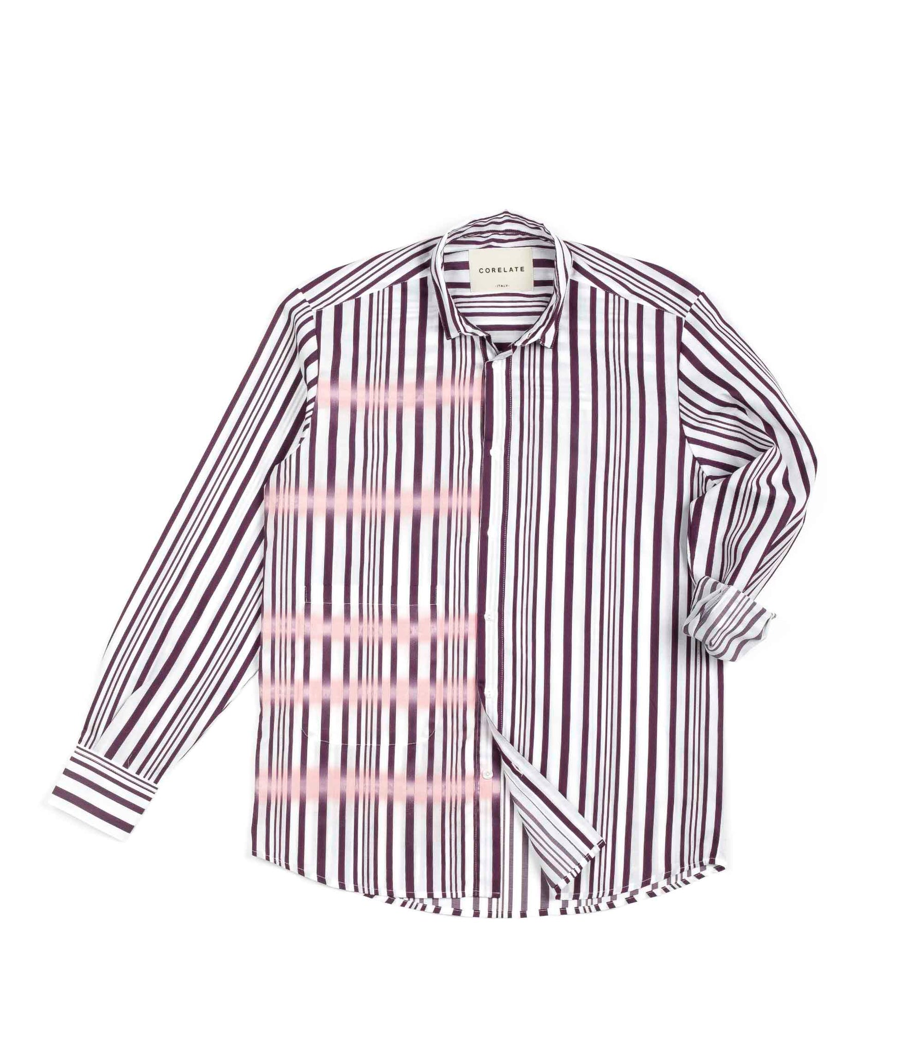 Core Late Bordeaux Over Striped Spray Shirt