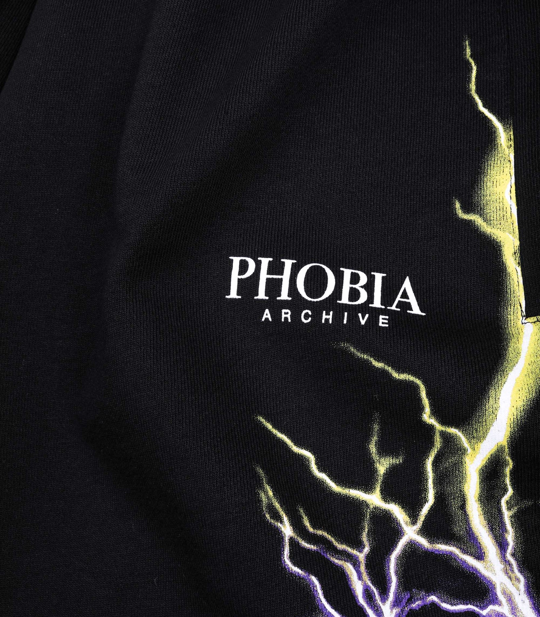 Phobia Black Shorts With Purple And Yellow Lightning