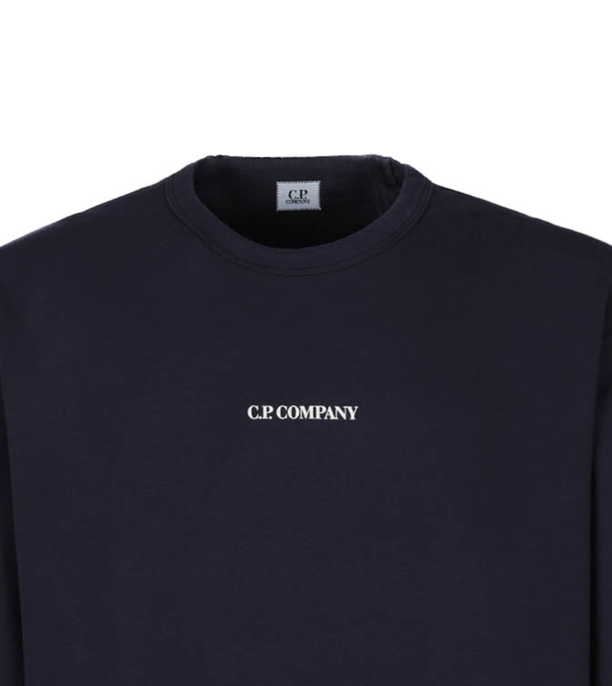 CP Company Logo Blue Man Round Neck Sweatshirt