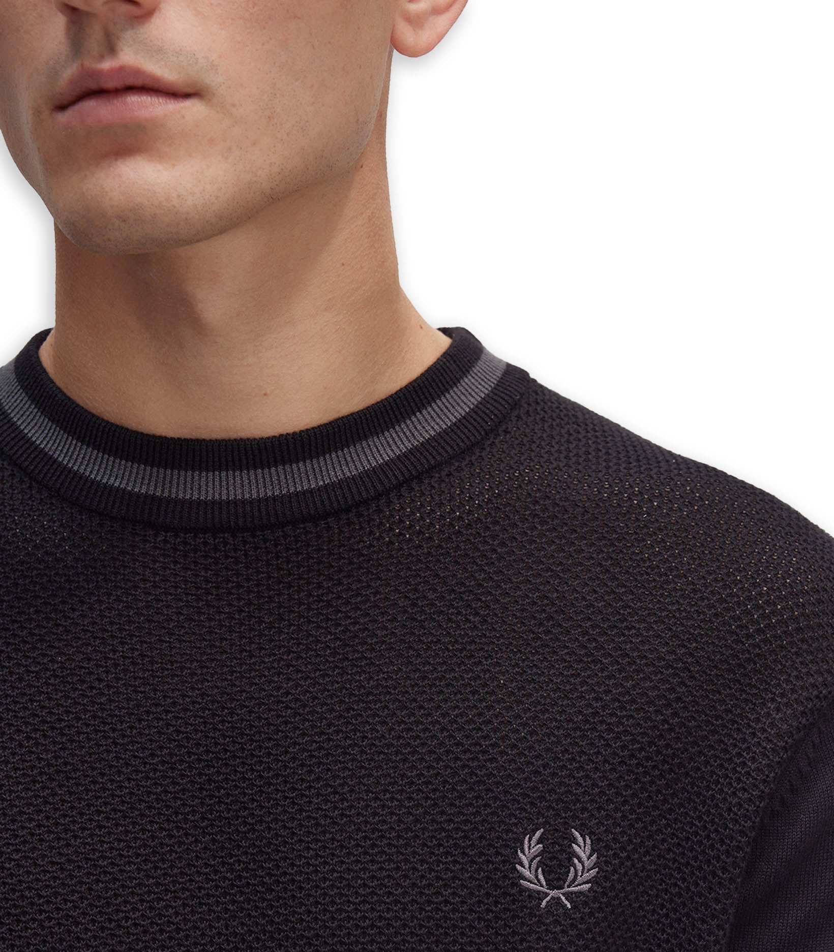 Fred Perry Textured Front Black Men's Jersey