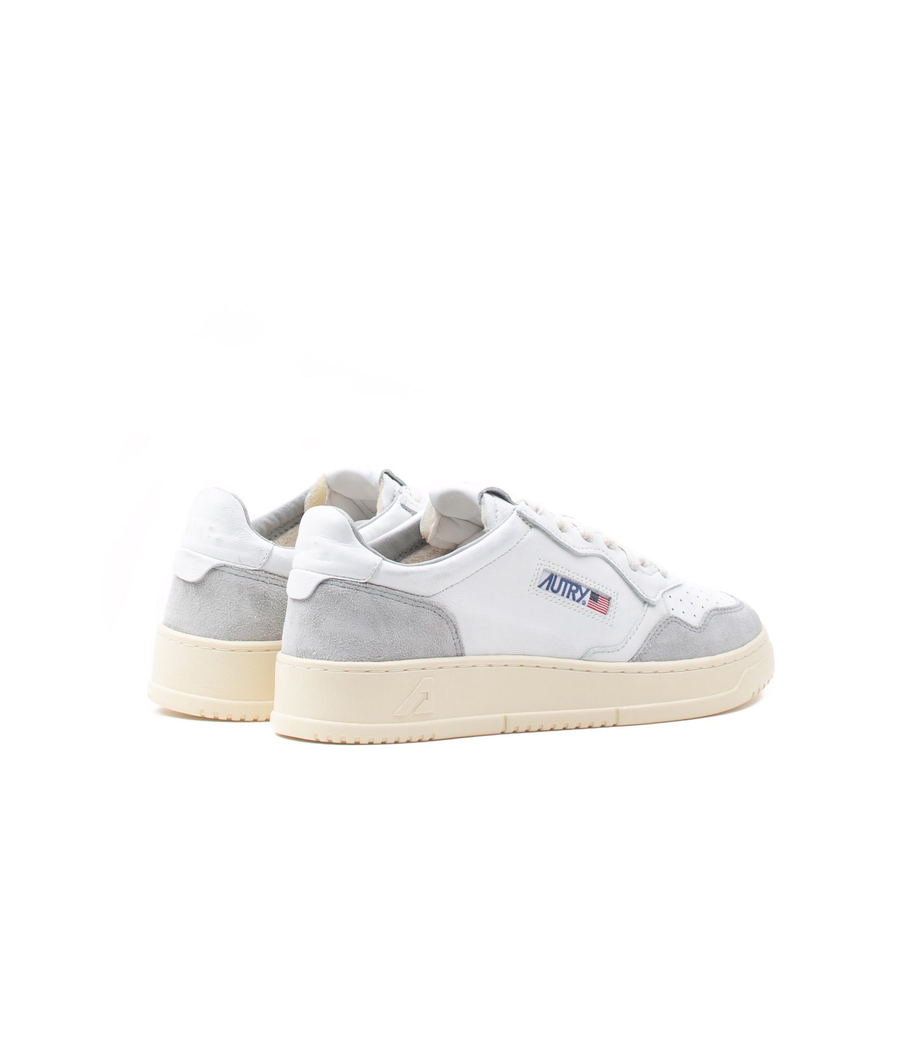 Autry Medalist Low Leather Suede White Gray Men