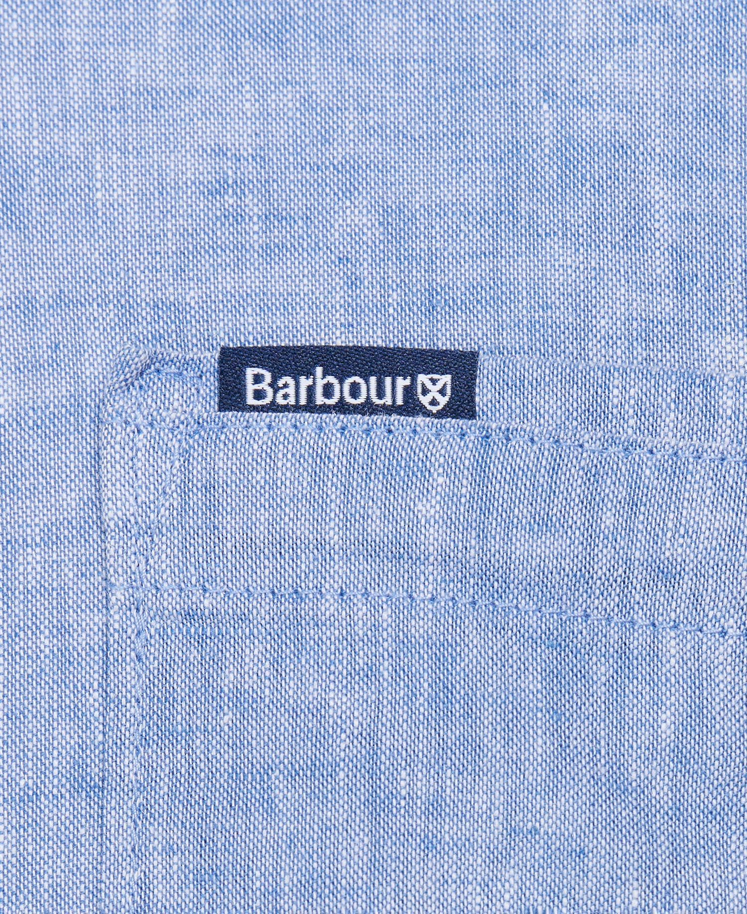 Barbour Linen Button Down Shirt Light Blue Men
