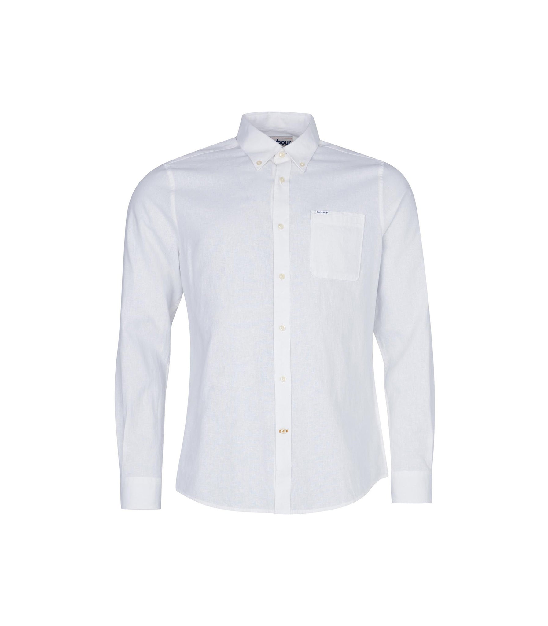 Barbour Linen Button Down Shirt White Men