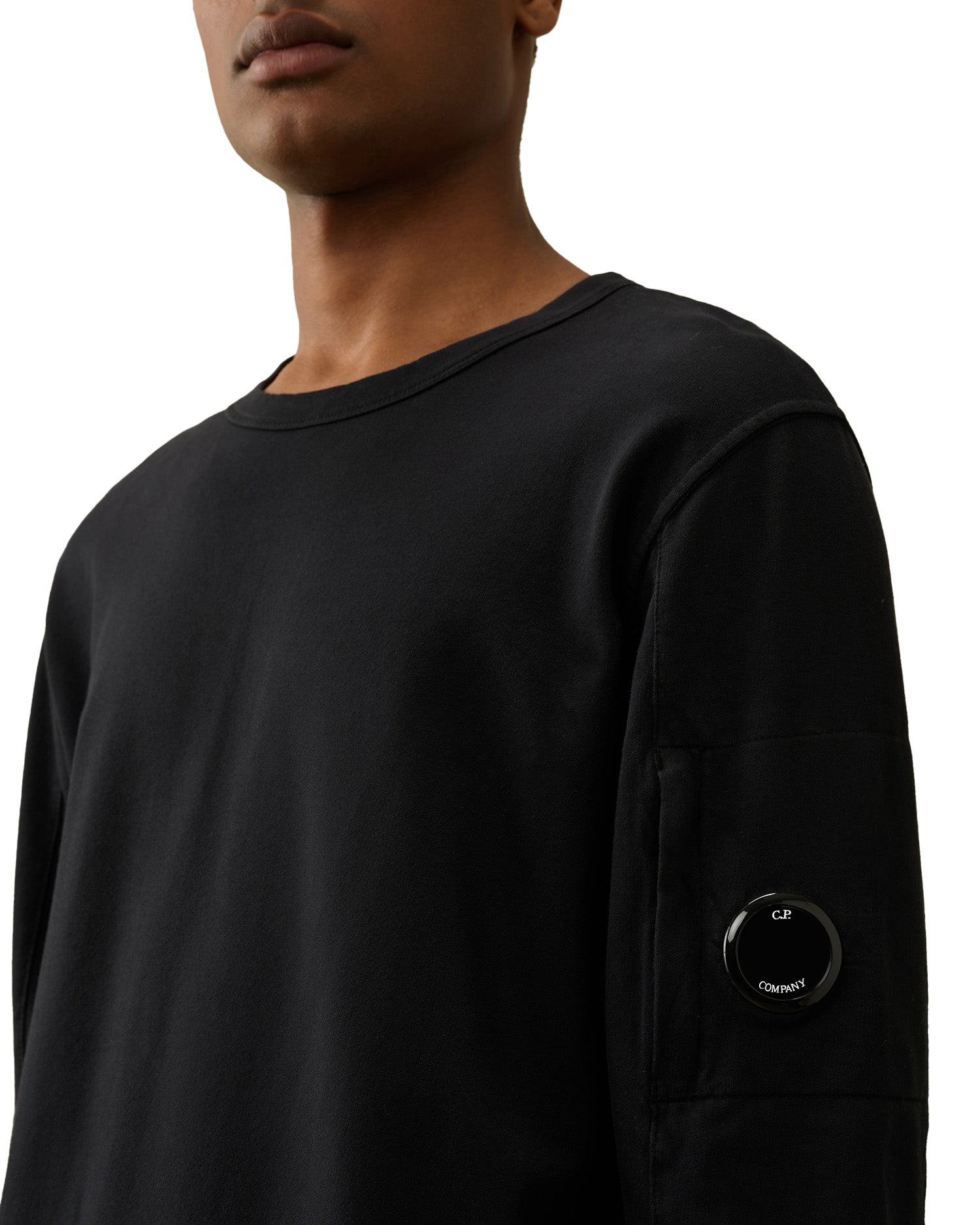 CP Company Light Fleece Black Men's Crewneck Sweatshirt