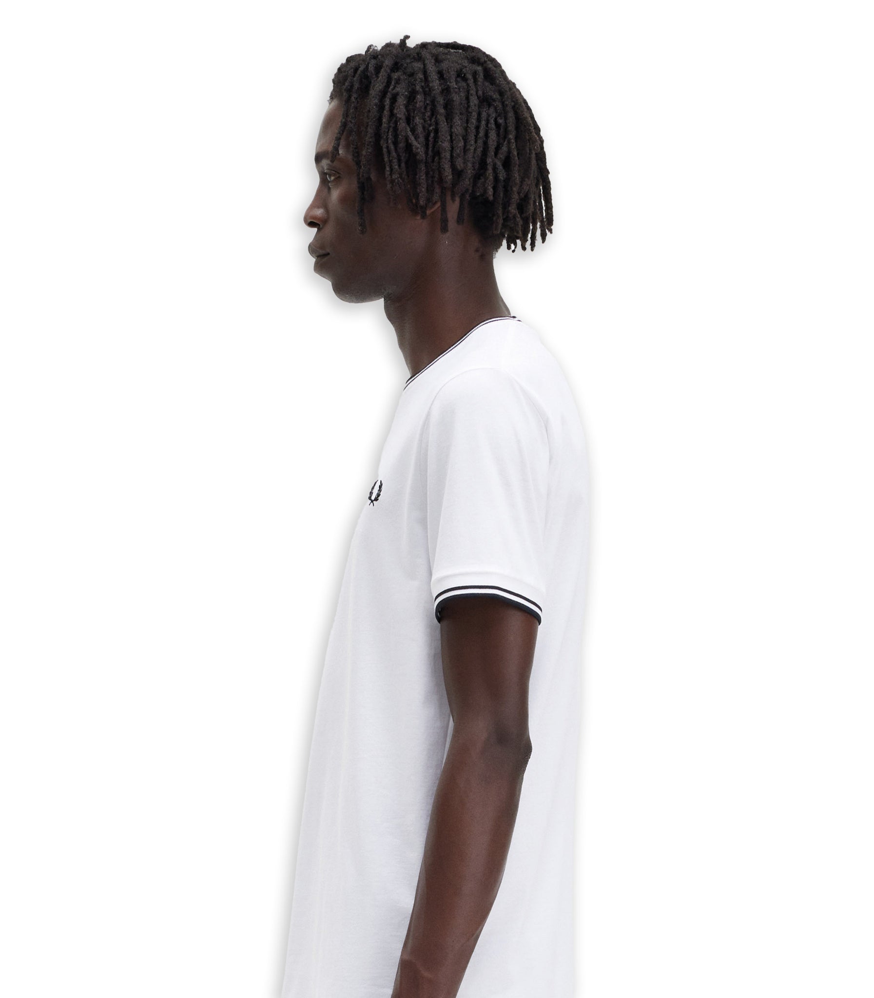 Fred Perry White Striped Neck T-Shirt for Men