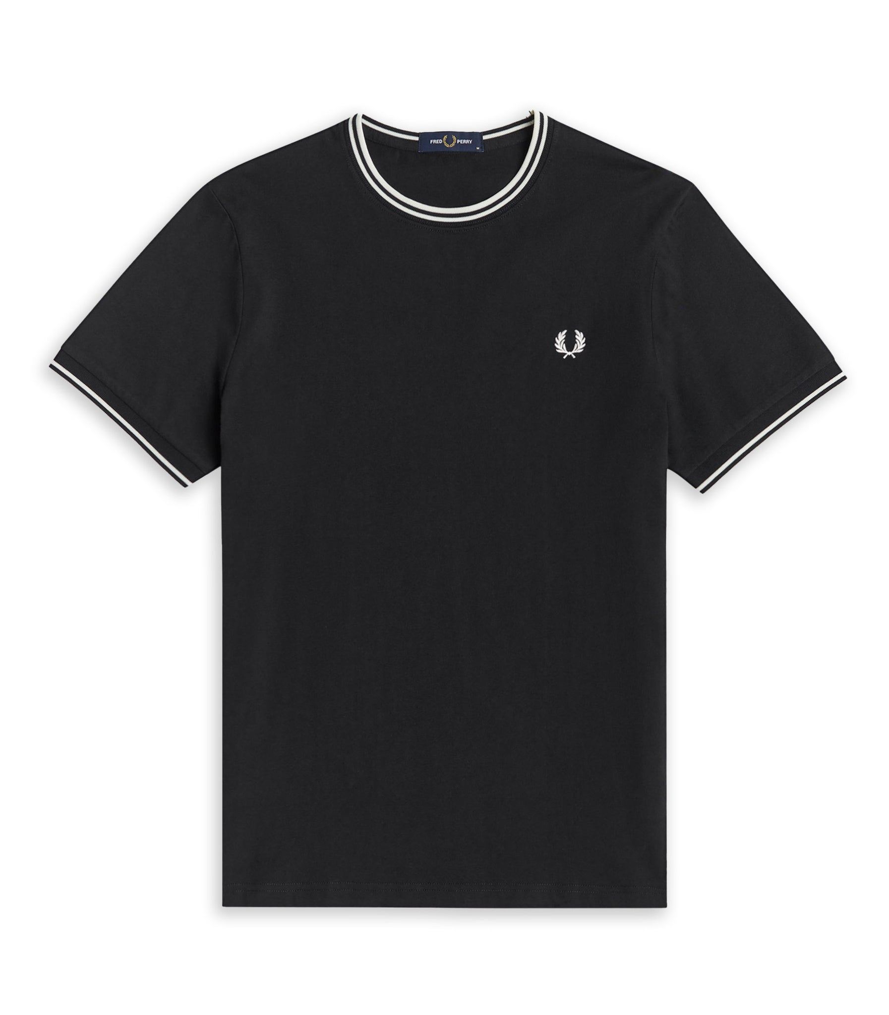 Fred Perry Black Striped Neck T-Shirt for Men